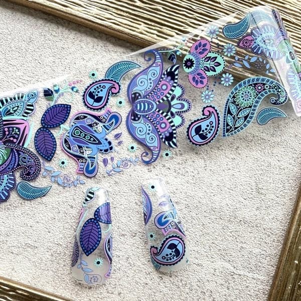 10 kpl siirtofoliota 10 cm x 4 cm mandala- ja heimokukkisetti
