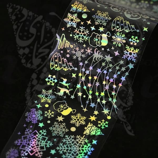 10x HOLOGRAAFINEN SIIRTOFOLIO 10cm x 4cm LUMIHIUTALESETTI, JOULU