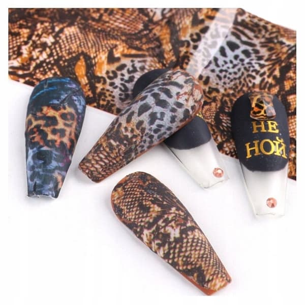 10x Transferfilm 10cmx4cm Set Leopardfläckar Zebrafjädrar