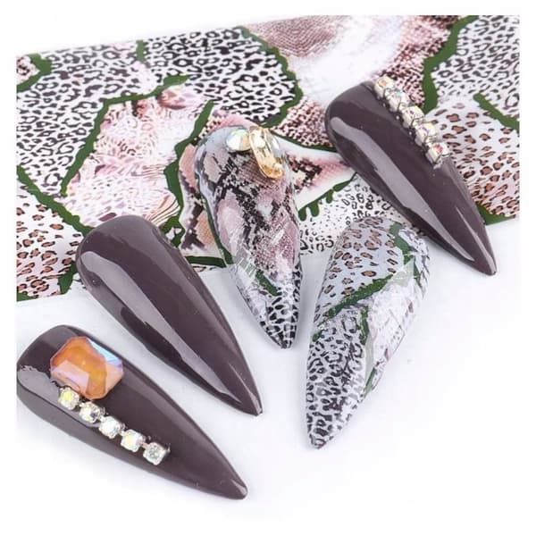 10x Nagelöverföringsfolie 10 cm x 4 cm Set Orm, Ormskinn