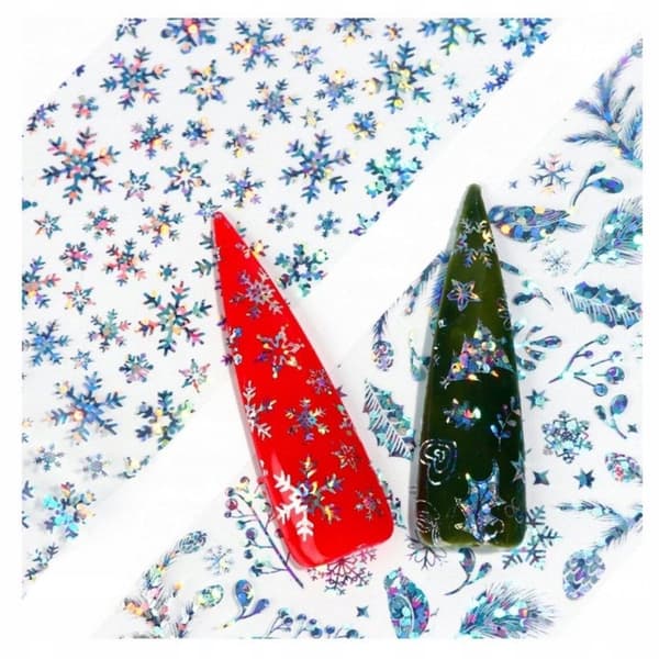 10 kpl holografista siirtofoliota 10 cm x 4 cm juhlalumihiutalesarja