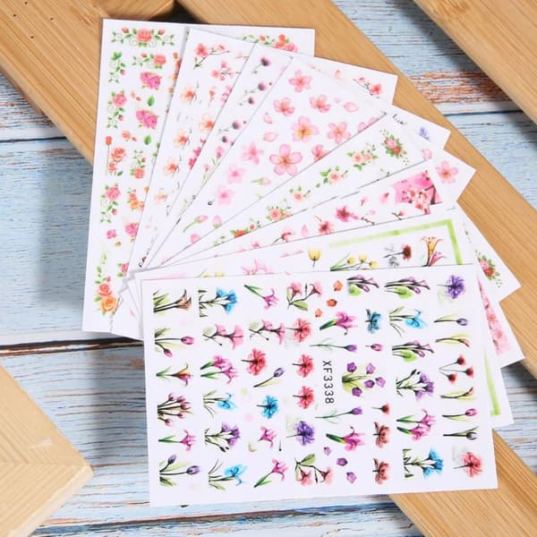 Självhäftande Nagelkonst Stickers Mönster VÅR HÖST LÖV