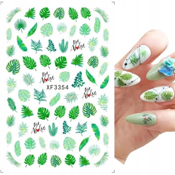 Självhäftande Nagelkonst Stickers Mönster VÅR HÖST LÖV