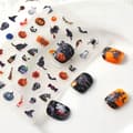 Pikkukuva 6 / 11: Itseliimautuvat 3D-kuperat kynsitarrat kuvioilla Halloween kissa kurpitsa