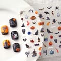 Pikkukuva 8 / 11: Itseliimautuvat 3D-kuperat kynsitarrat kuvioilla Halloween kissa kurpitsa