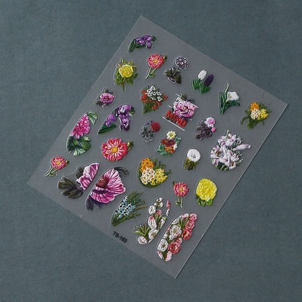 Selvklæbende 3D Konvekse Negleklistermærker Mønstre BLOMSTER