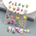 Miniatyrbillede 11 af 11: Selvklæbende 3D Konvekse Negleklistermærker Mønstre BLOMSTER