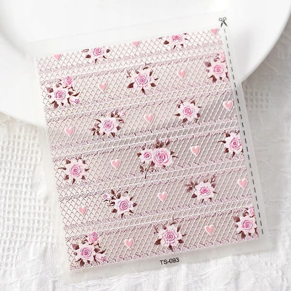 Itseliimautuvat kuperat 3D-kynsitarrat kuvioilla LACE