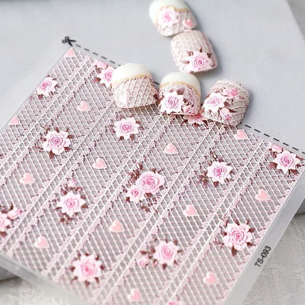 Itseliimautuvat kuperat 3D-kynsitarrat kuvioilla LACE