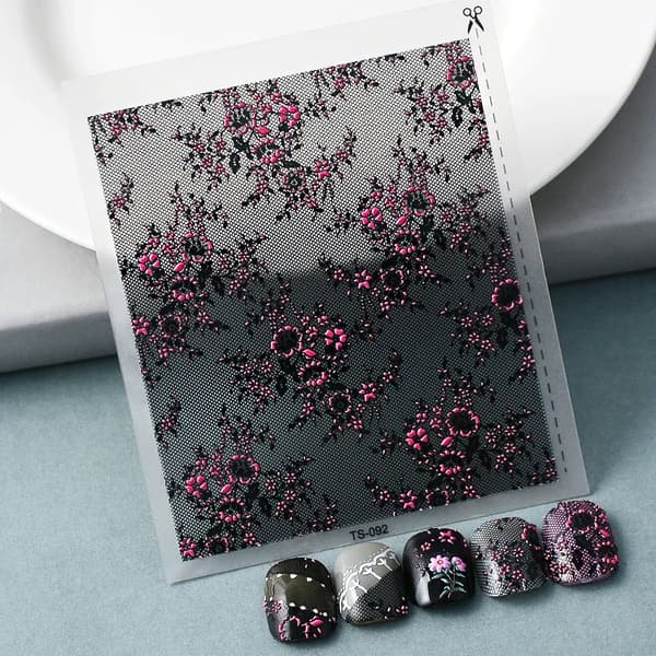 Itseliimautuvat kuperat 3D-kynsitarrat kuvioilla LACE