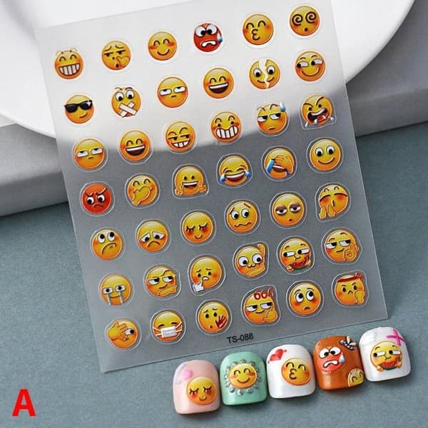 Itseliimautuvat 3D-kuperat kynsitarrat EMOJI-kuvioilla