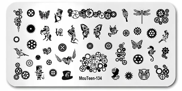 Stämpelplatta för nagelkonstmönster GEARS, GEARS