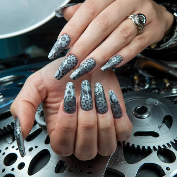 Stämpelplatta för nagelkonstmönster GEARS, GEARS