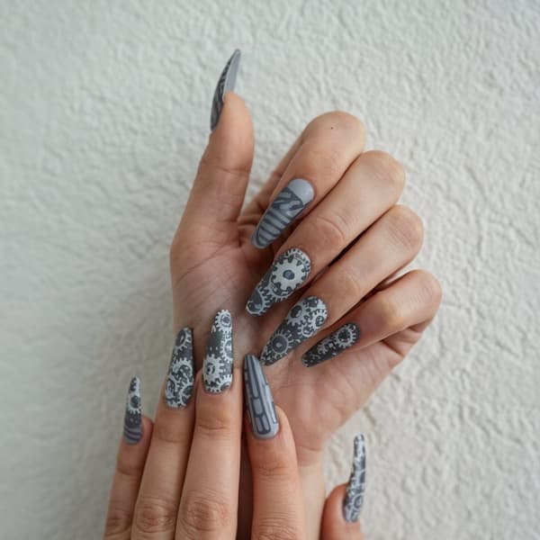 Stämpelplatta för nagelkonstmönster GEARS, GEARS