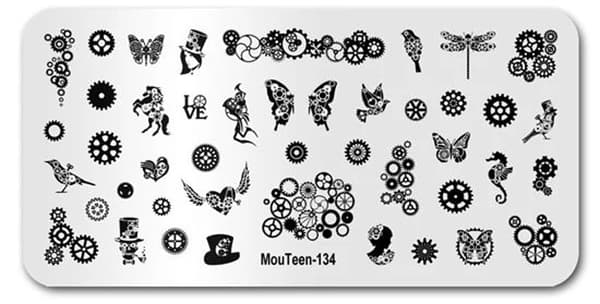 Stämpelplatta för nagelkonstmönster GEARS, GEARS