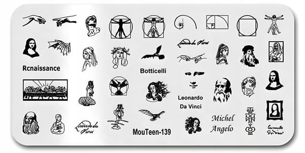 Kynsienkoristeluun tarkoitettu leimasinlevy LEONARDO DA VINCI
