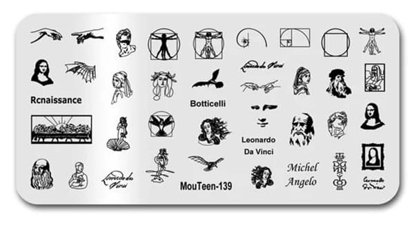 Kynsienkoristeluun tarkoitettu leimasinlevy LEONARDO DA VINCI