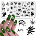 Miniatyrbild 7 av 11: Mönster för nagelstämpelplattor MARIJUANA ÖRT GANJA