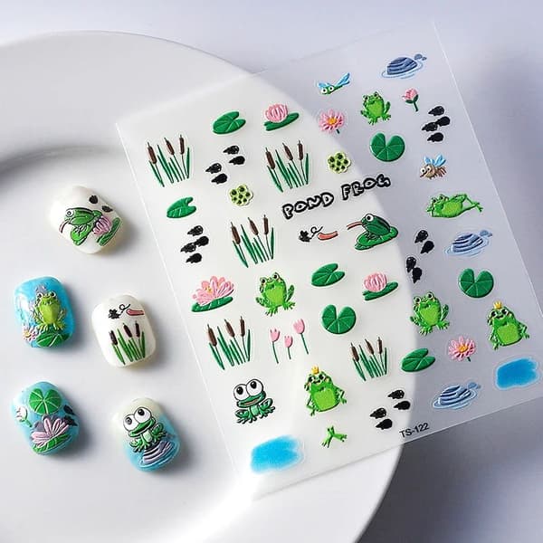 Kynsitarrat 3D-itseliimautuvat kuperat kuviot FROG