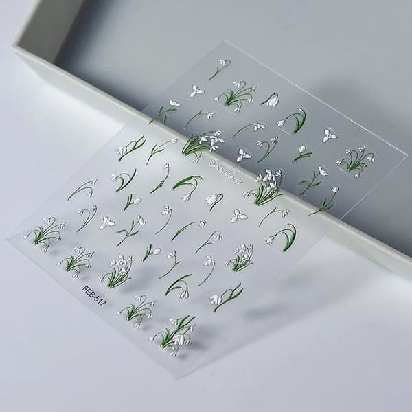 3D-kynsitarrat, itseliimautuvat, kuperat kuviot, kielon kukat