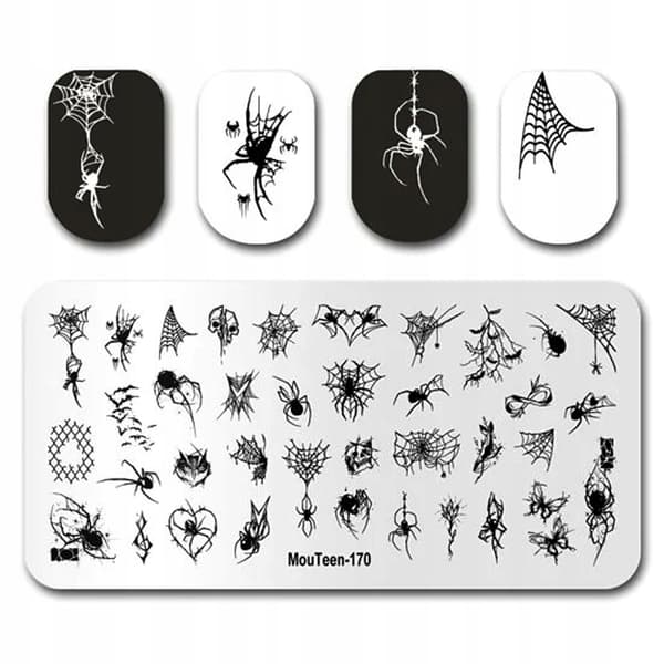 Stämpelplatta Nagelkonstplatta Mönster SPIDER WEB