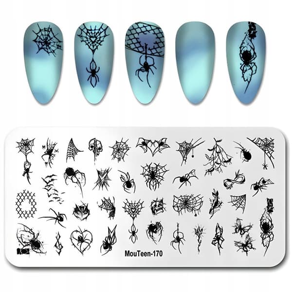 Stämpelplatta Nagelkonstplatta Mönster SPIDER WEB