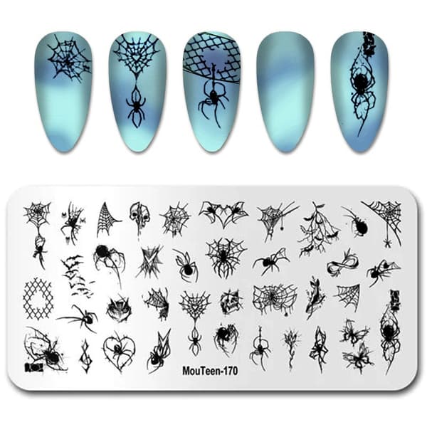 Stämpelplatta Nagelkonstplatta Mönster SPIDER WEB