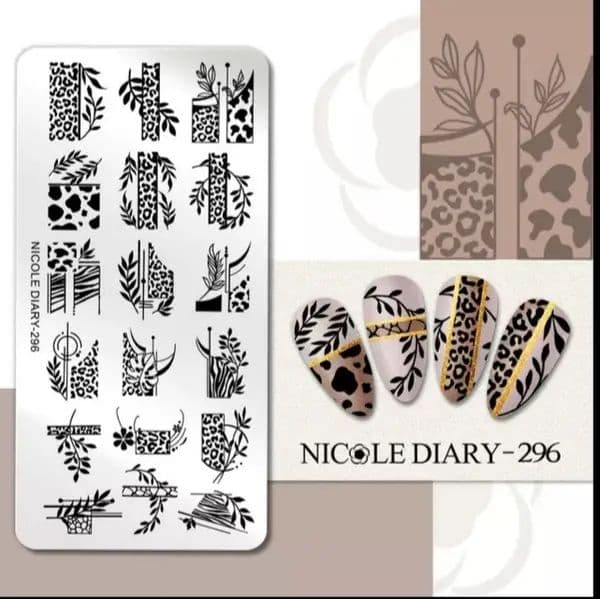Stämplingsplatta Nagelkonstplatta LÖV FLÄCKIG LEOPARD