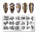 Miniatyrbild 10 av 11: Stämplingsplatta Nagelkonstplatta LÖV FLÄCKIG LEOPARD