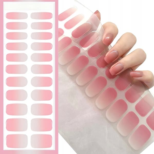UV/LED-lampussa kovettuvat kynsitarrat, puoliläpinäkyvät, ombre, pinkki