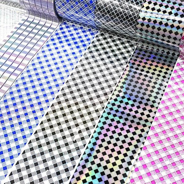10x Siirtofolio kynsille 100cm x 4cm Setti ruudukko Houndstooth