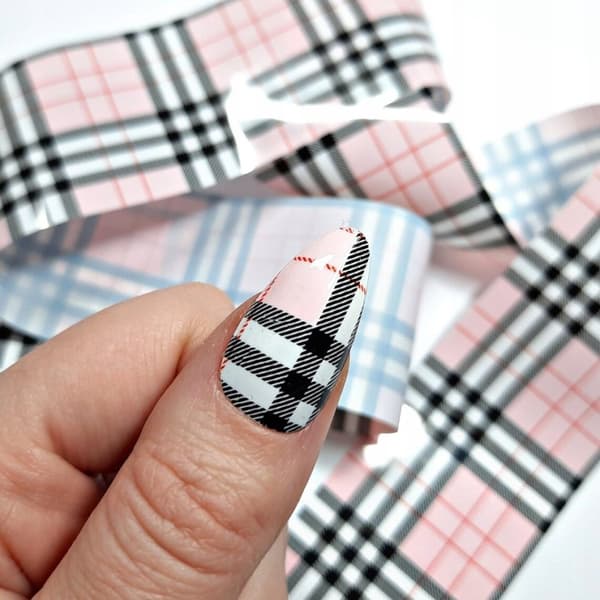 10x Siirtofolio kynsille 100cm x 4cm Setti ruudukko Houndstooth
