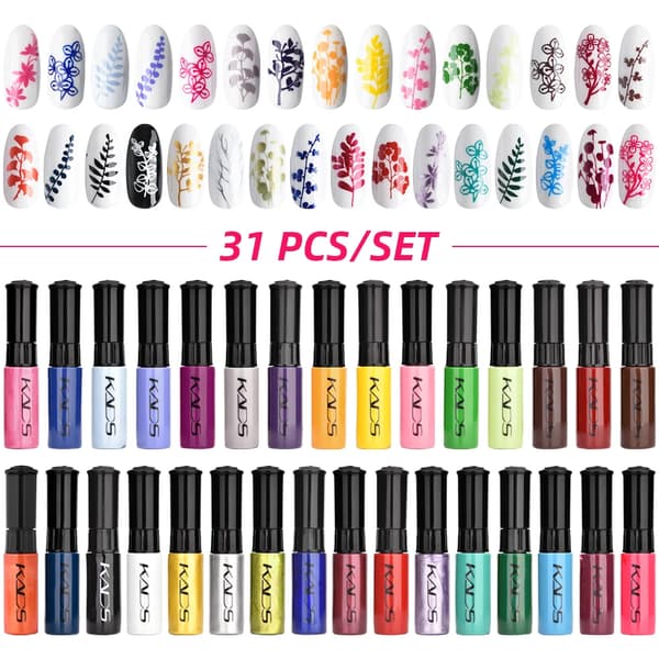 Nail Stamping Polish Sæt, 31 Livlige Farver, Let for Begyndere,31 Farver