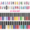 Miniatyrbillede 2 af 2: Nail Stamping Polish Sæt, 31 Livlige Farver, Let for Begyndere,31 Farver