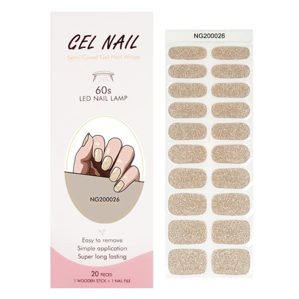 NG265 UV Gel Nagelklisterset 20st - 60 sekunders snabb och stabil vidhäftning - dekorativ design för glänsande naglar