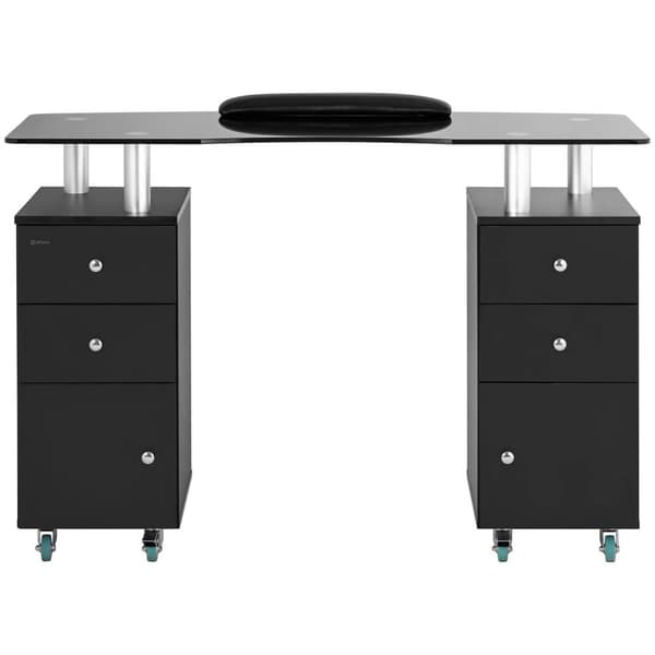 Physa Nagelbord - 1200 x 515 x 810 mm - Svart/vit - 8 hjul