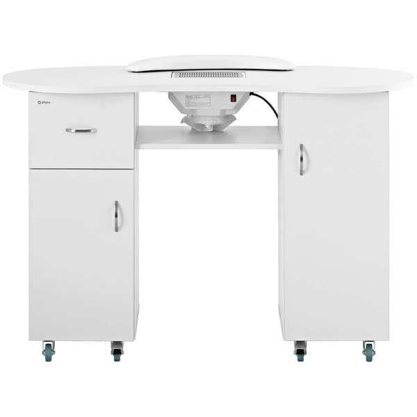 Physa Nagelbord - 1200 x 503 x 803 mm - white - 8 hjul - Med dammutsug och handstöd