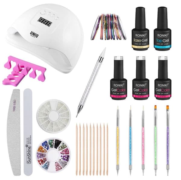 UNIQ Nail Starter Kit - Pro Gellak sæt med 80W negletørrer med display, farver og tilbehør - Your Nails Studio Starter PRO Kit Set