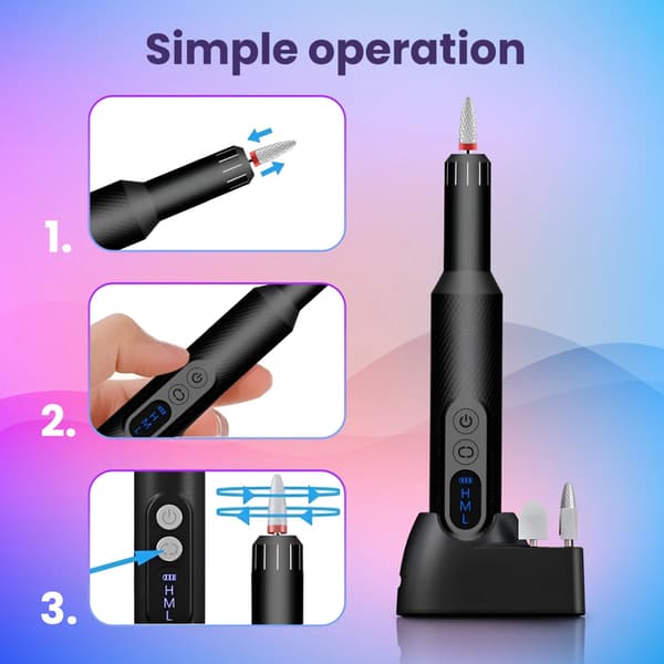 Extralink neglesliber med opladningsbase og 6 slibehoveder til professionel manicure