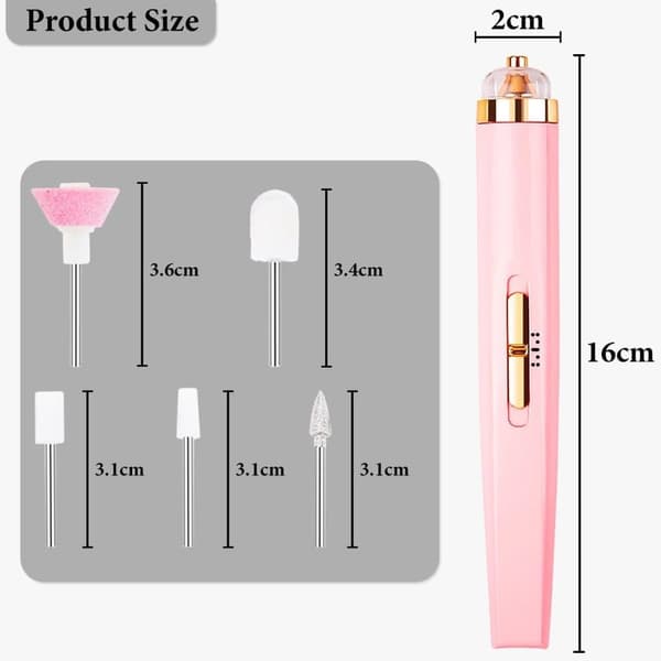 Professionel neglefil 5-i-1 genopladelig LED hvid/pink manicure