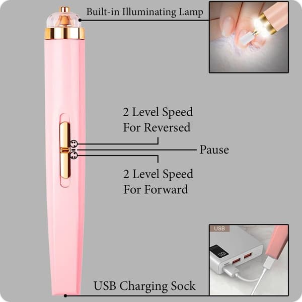 Professionel neglefil 5-i-1 genopladelig LED hvid/pink manicure