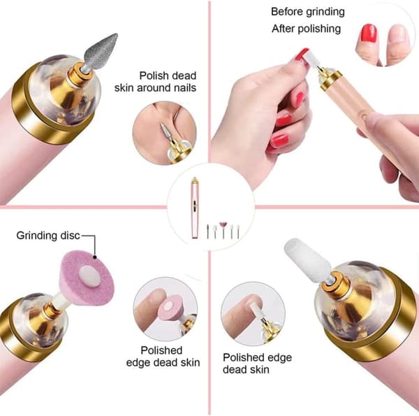 Professionel neglefil 5-i-1 genopladelig LED hvid/pink manicure