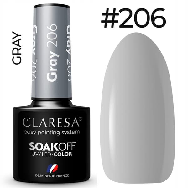 Claresa Hybrid neglelak GRÅ 206 -5g