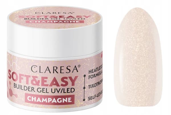 CLARESA Negleopbyggergel Soft&Easy CHAMPAGNE - 90g - STOR