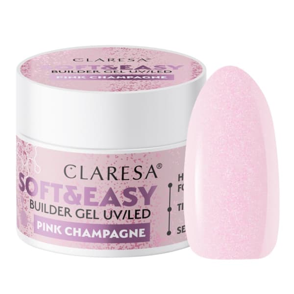 CLARESA Negleopbyggergel Soft&Easy PINK CHAMPAGNE - 90g - STOR