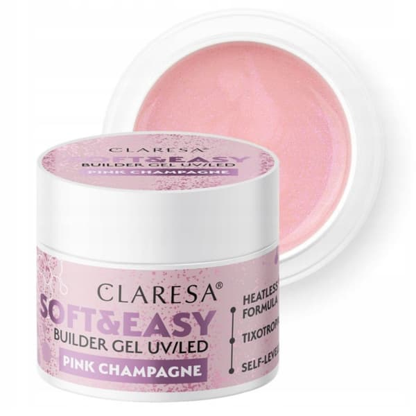 CLARESA Negleopbyggergel Soft&Easy PINK CHAMPAGNE - 90g - STOR