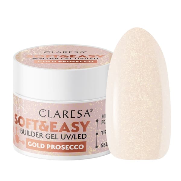 CLARESA Kynsienrakennusgeeli Soft&Easy GOLD PROSECCO - 12 g - PIENI