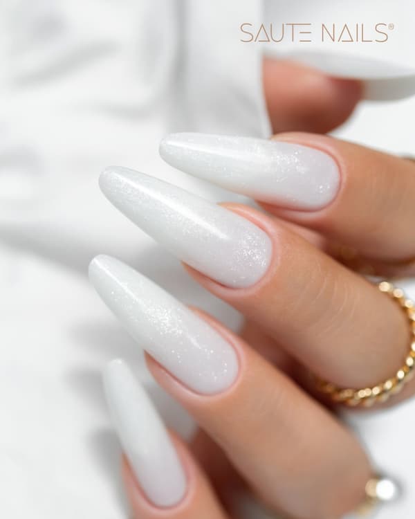 SAUTE NAILS Kynsienrakennusgeeli ONE TOUCH - GLITTER MILKY WHITE - 50g - ISO