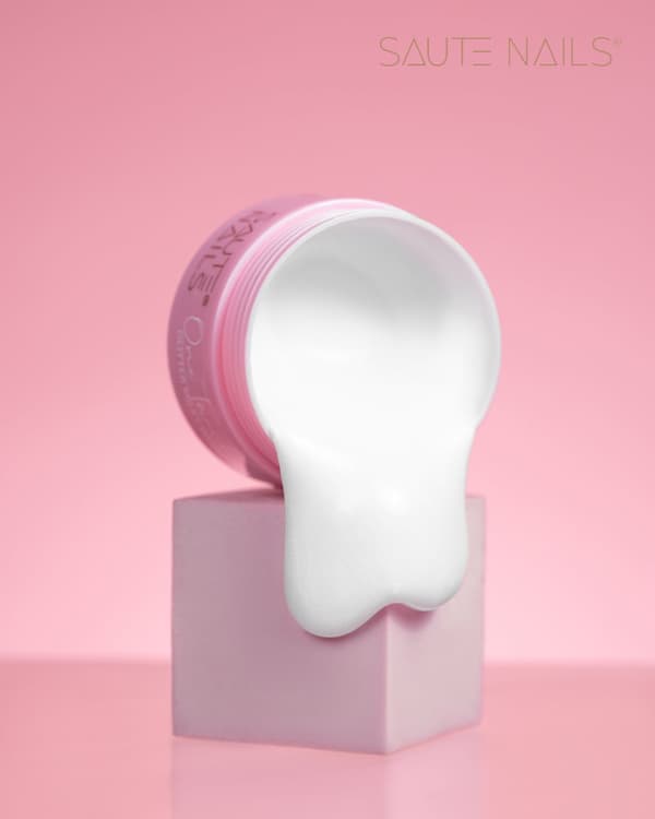 SAUTE NAILS Kynsienrakennusgeeli ONE TOUCH - GLITTER MILKY WHITE - 50g - ISO