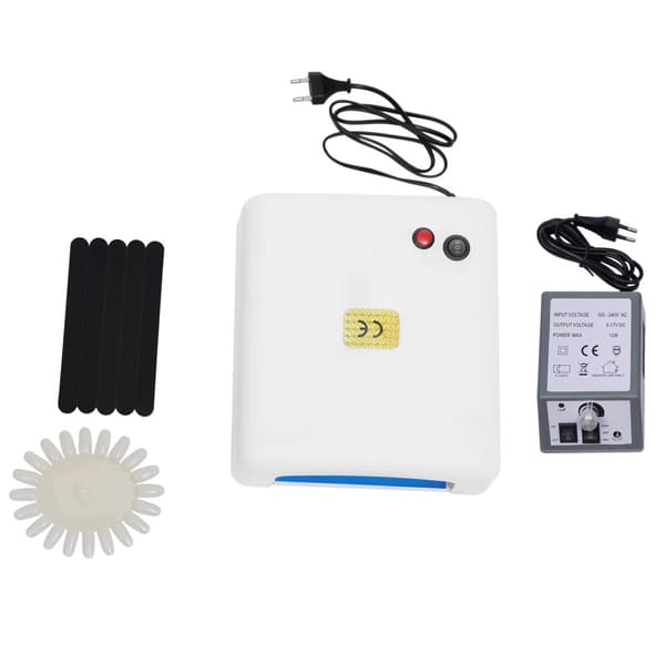Nagelkonstkit, 36W UV-lampa, 24 färger geler, polermaskin,Vit, EU